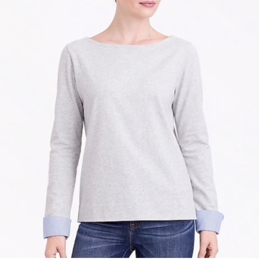 J. Crew Factory Cuffed Boatneck Striped Tee